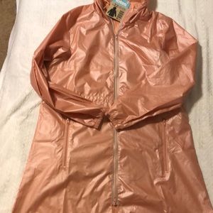 Totes Eco Packable Anorak Rain Jacket L/XL Coral Light Pink NEW w/tags